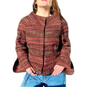 Woven Wool Boucle Jacket Rare Style EUC Size 12 Swing Coat Ellen Tracy